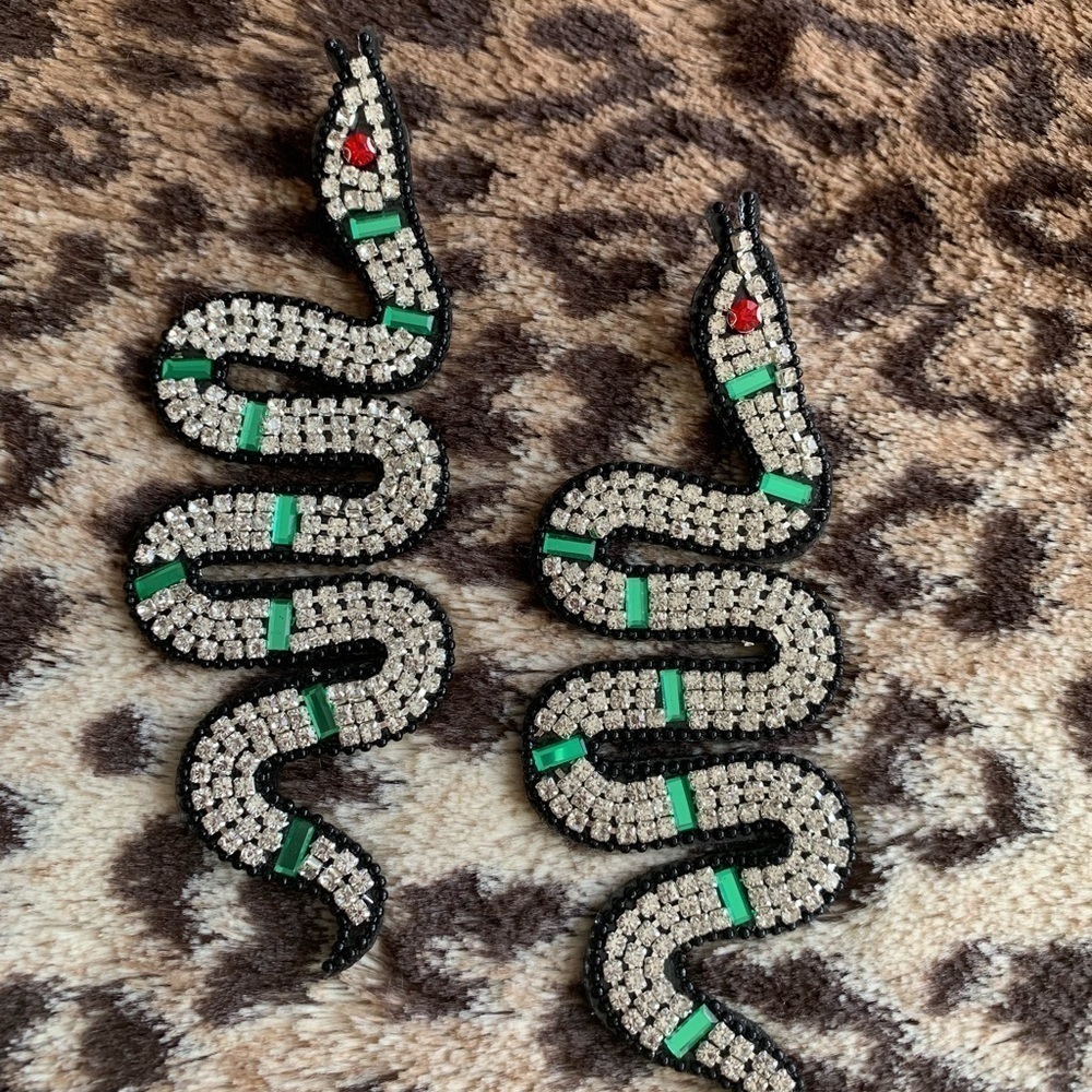 Snake Rhinestone Earrings - Picture 2 of 4